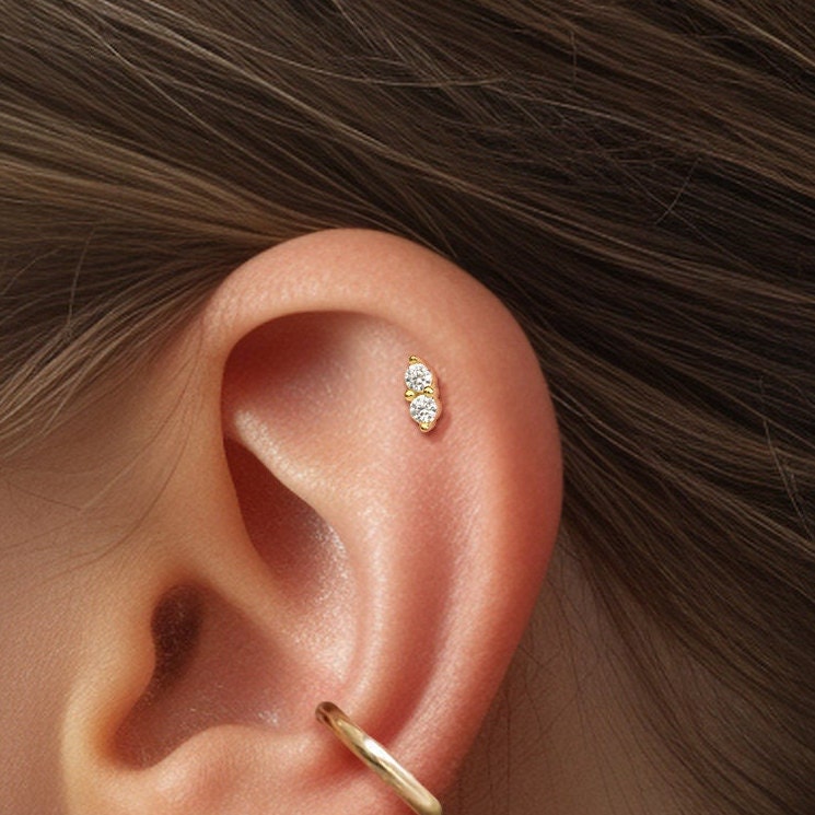 Double CZ Stud Earrings