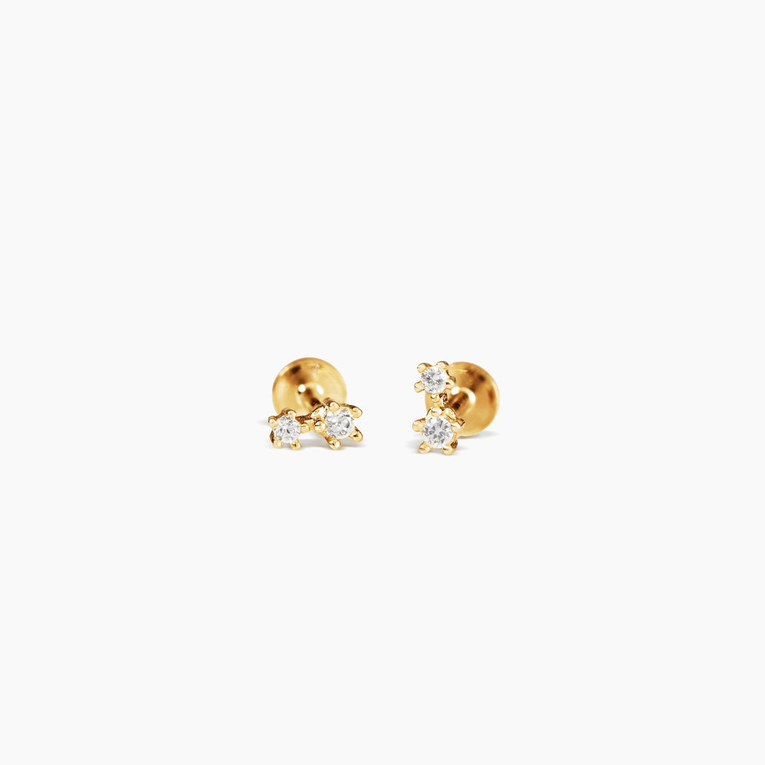 16g Brilliant Double Cartilage Flat Charm Stud Earrings