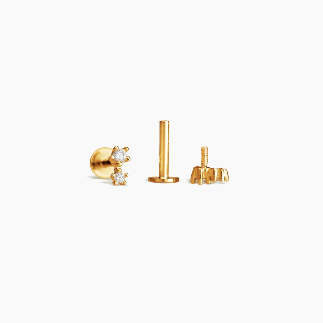 16g Brilliant Double Cartilage Flat Charm Stud Earrings