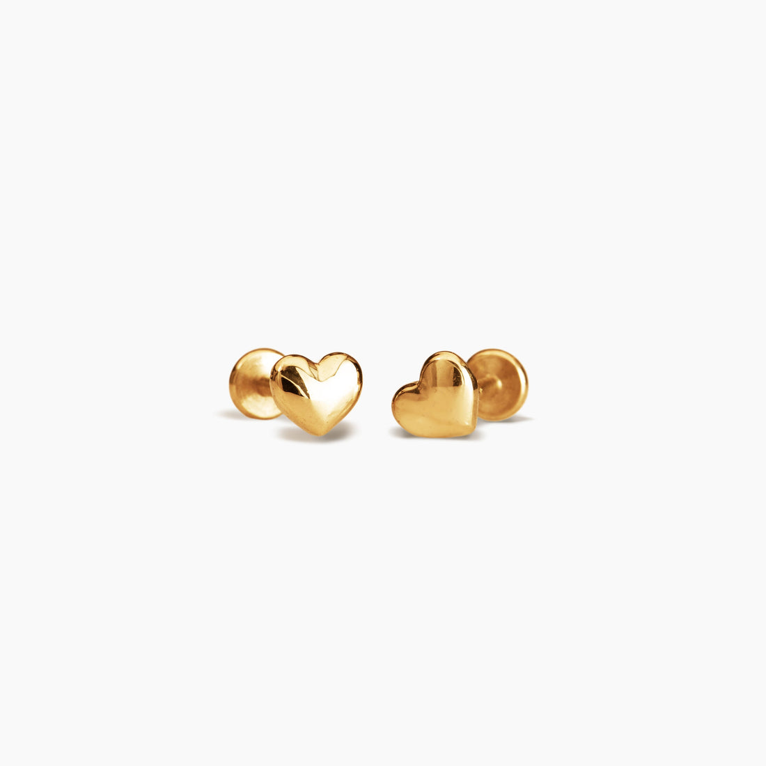 Gold Heart Stud Earrings