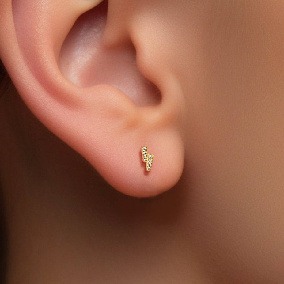 Lightning Bolt Pavé Stud Earrings