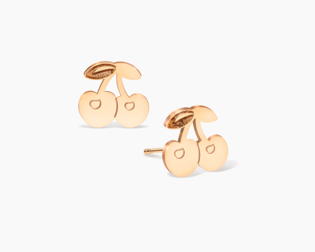 Cherry Gold Stud Earrings