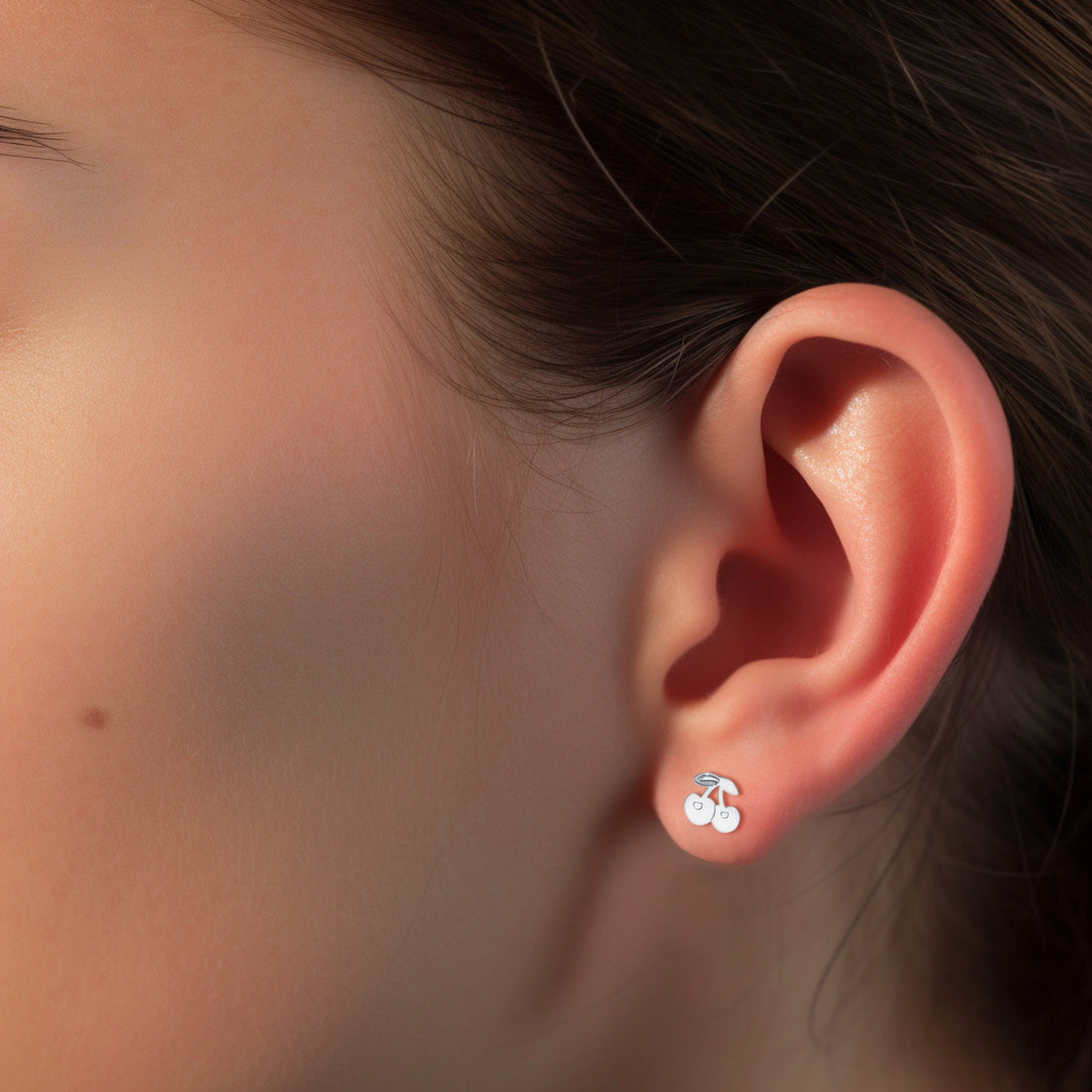 Cherry Gold Stud Earrings