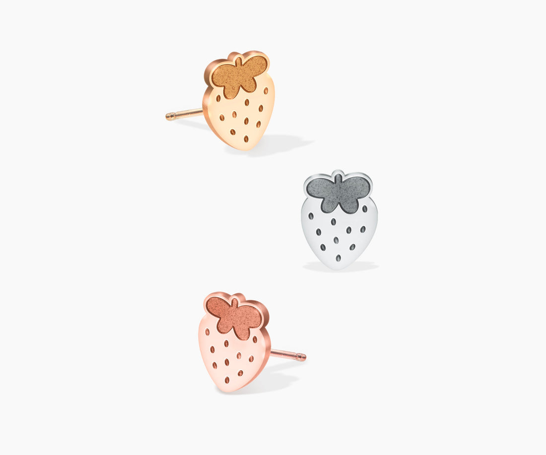 Gold Strawberry Earring