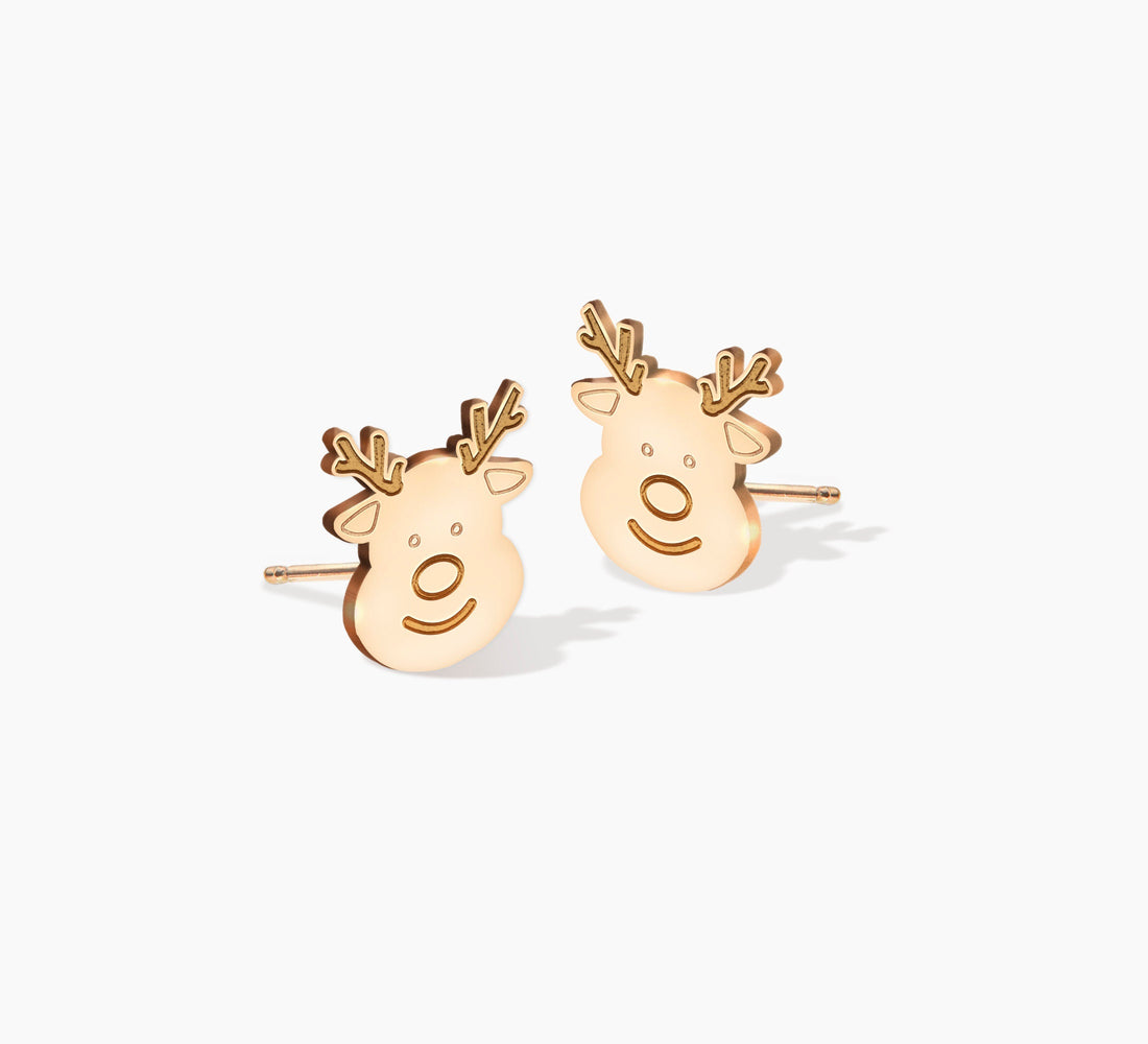 Reindeer Head Stud Earrings