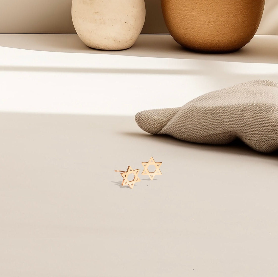 Star of David Charm Stud Earrings