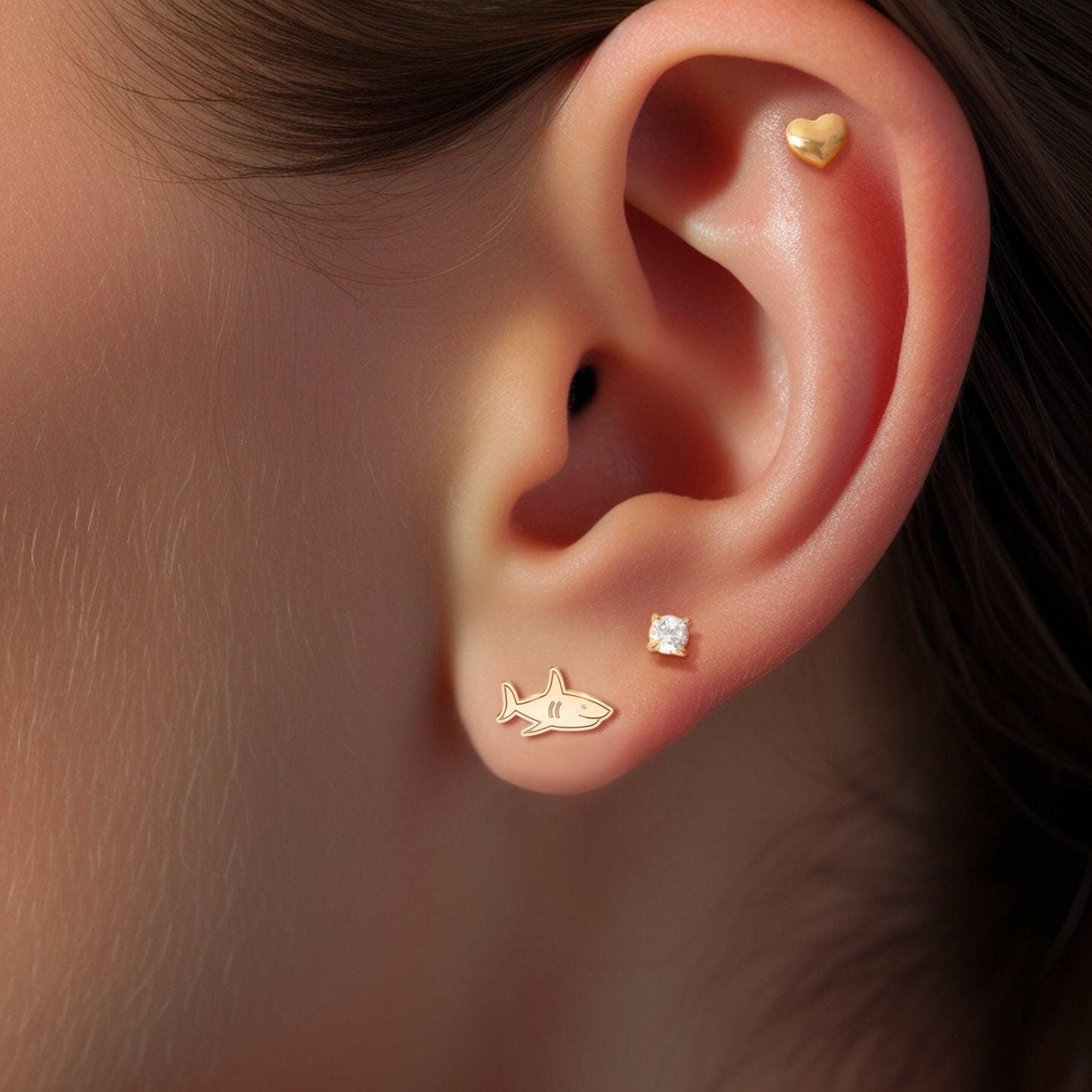 Outlined Shark Stud Earrings