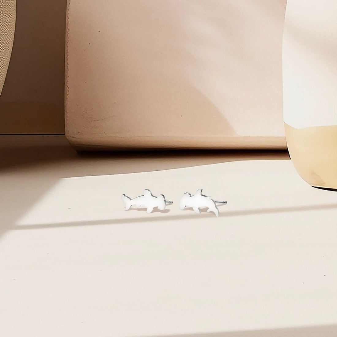 Hammerhead Silhouette Stud Earrings