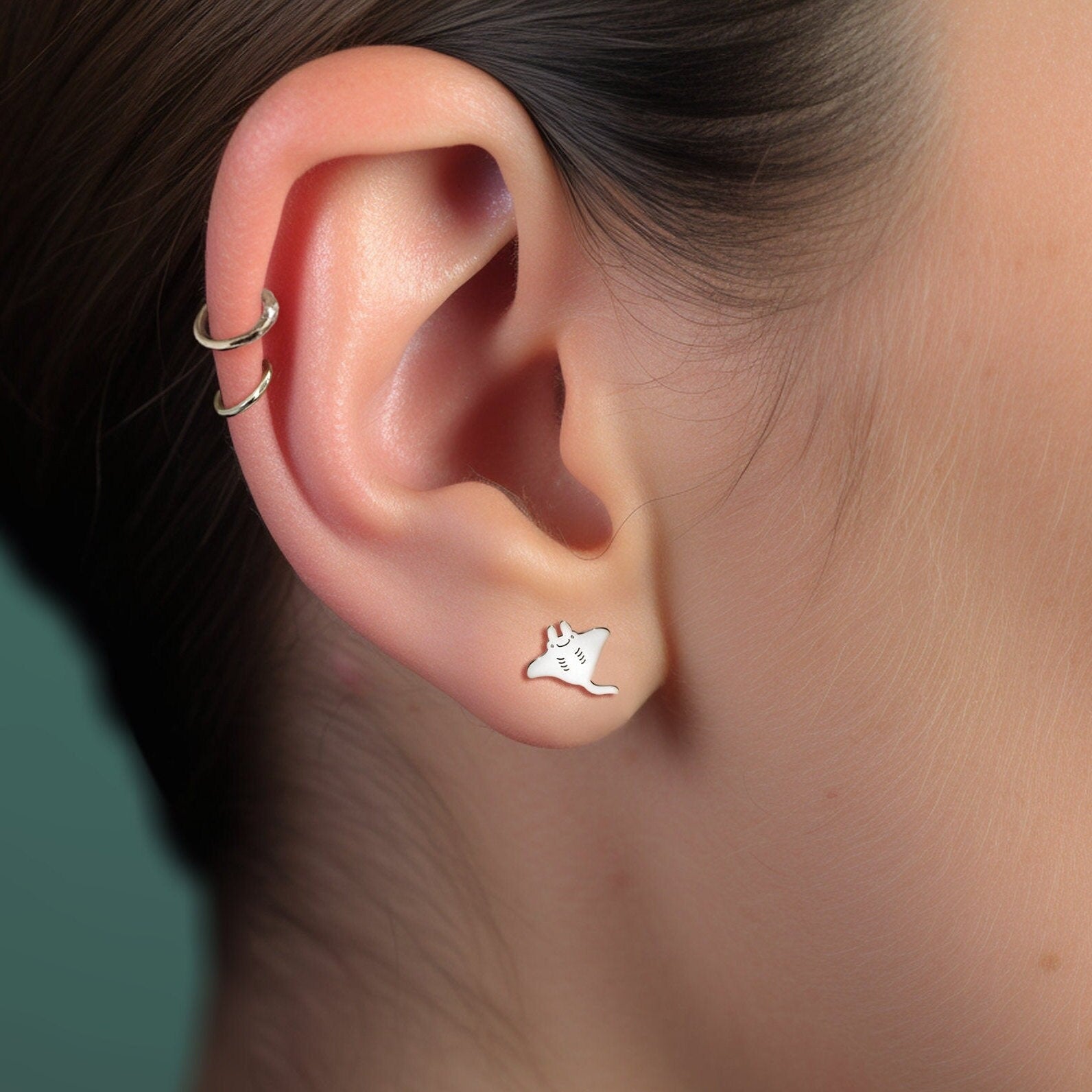 Manta Ray Stud Earrings