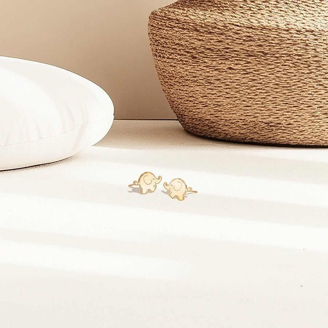Elephant Charm Stud Earrings