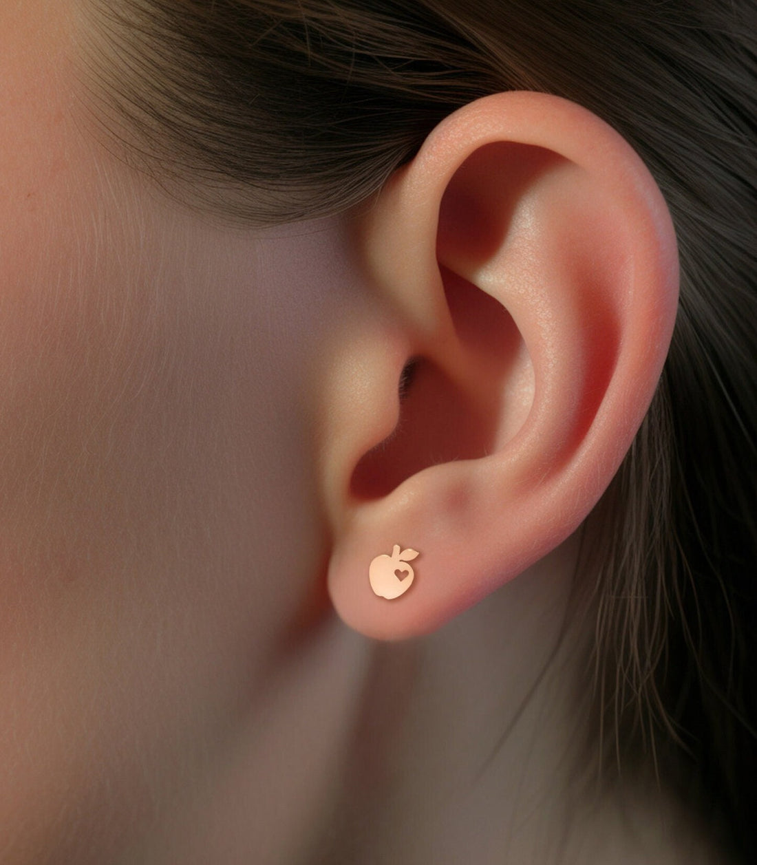 Apple Cutout Heart Stud Earrings