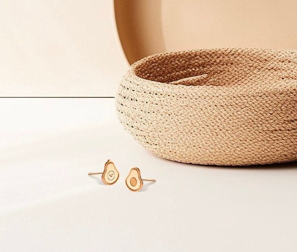 Avocado Stud Earrings Gold
