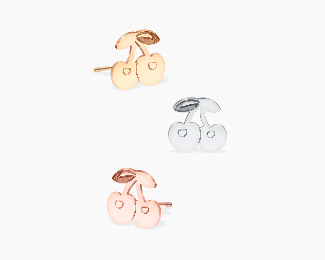 Cherry Gold Stud Earrings