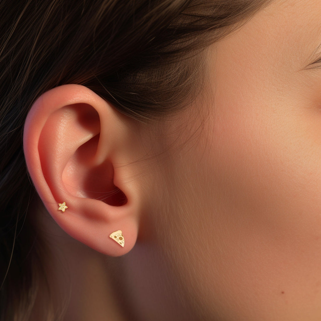 Pizza Earring Gold