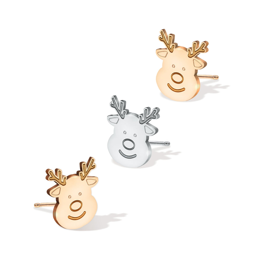Reindeer Head Stud Earrings