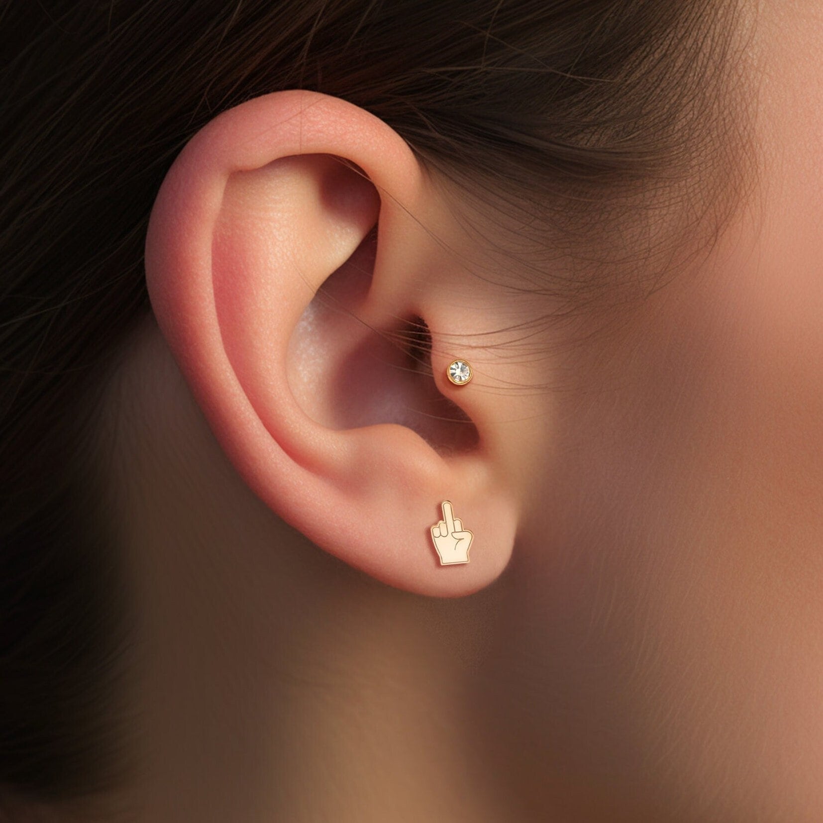 Middle Finger Stud Earrings