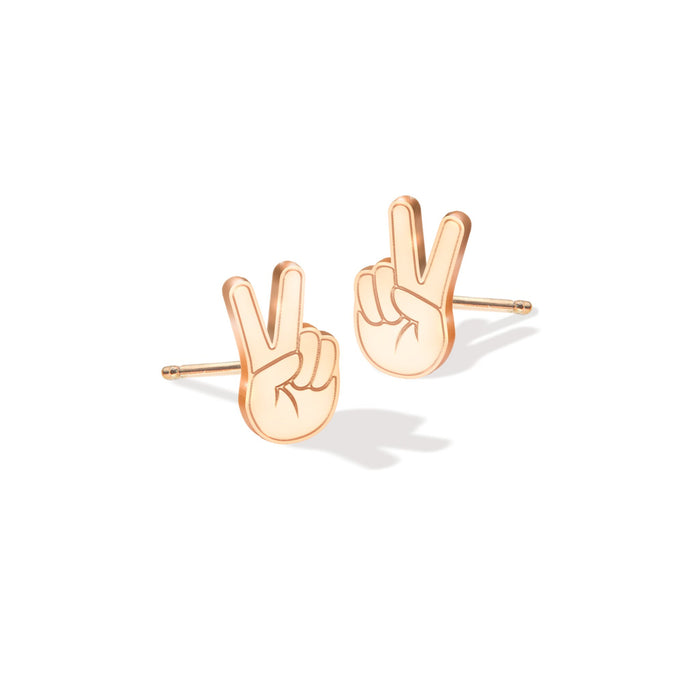 Peace Sign Charm Stud Earrings