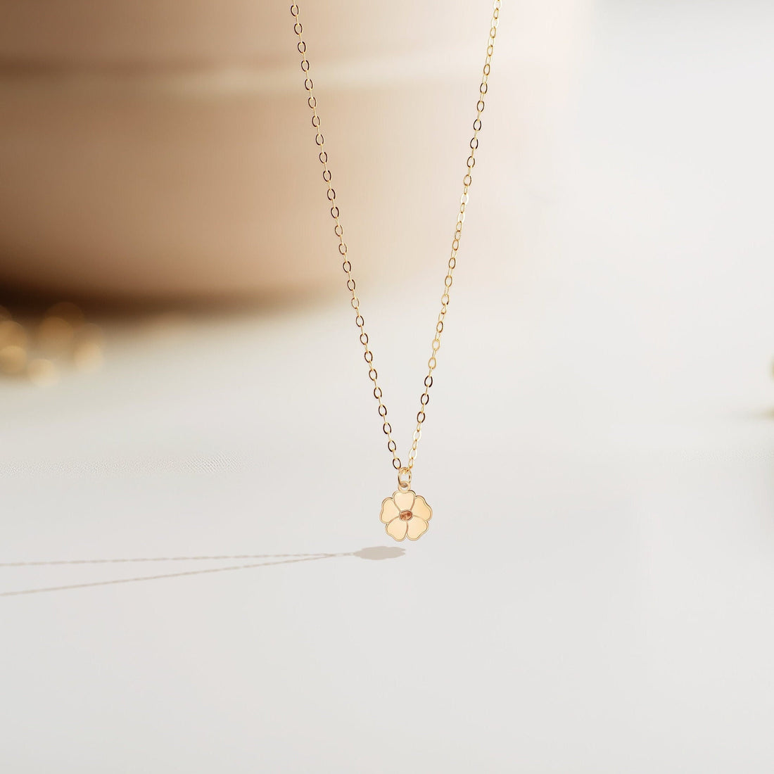 Poppy Flower Pendant Necklace