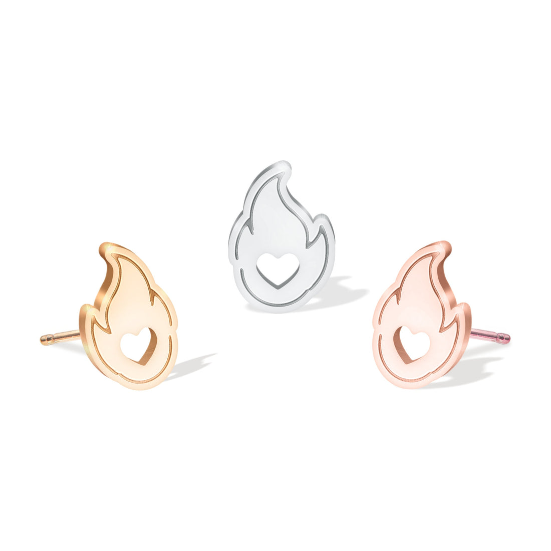 Flame Heart Stud Earrings