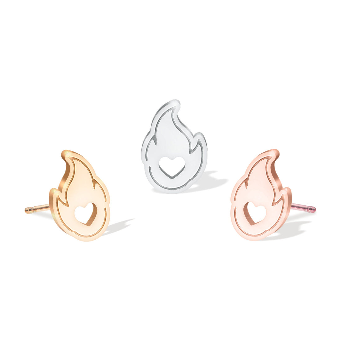 Earring Heart Flame Charm Stud Earrings