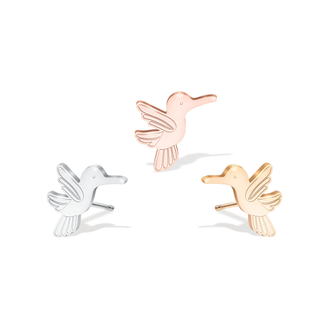 Hummingbird Pendant Stud Earrings