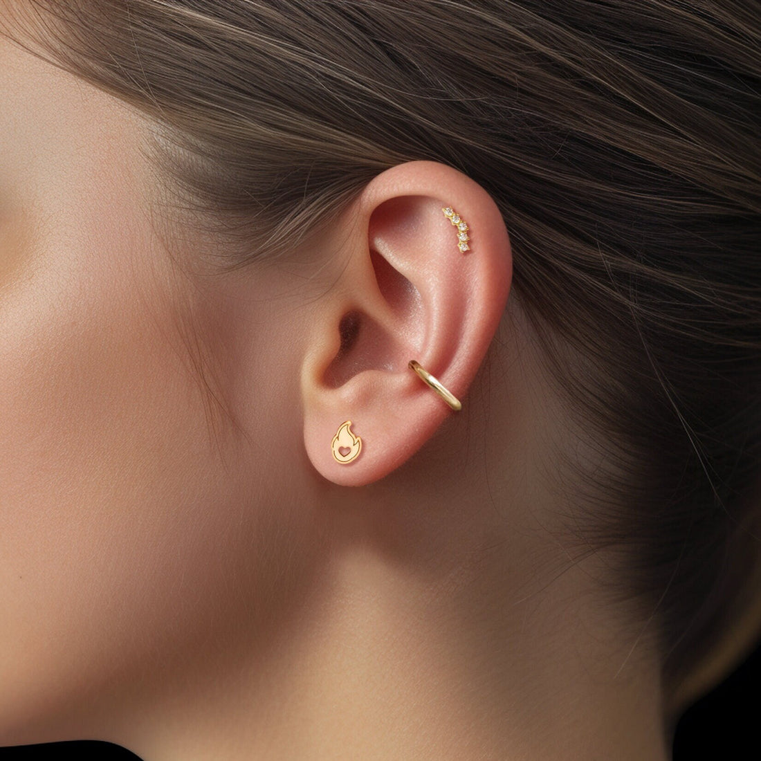 Flame Heart Stud Earrings