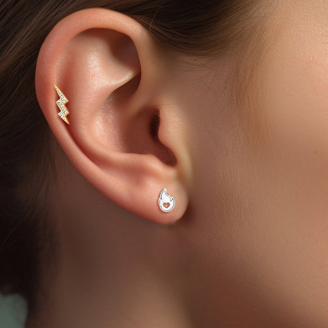 Flame Heart Stud Earrings