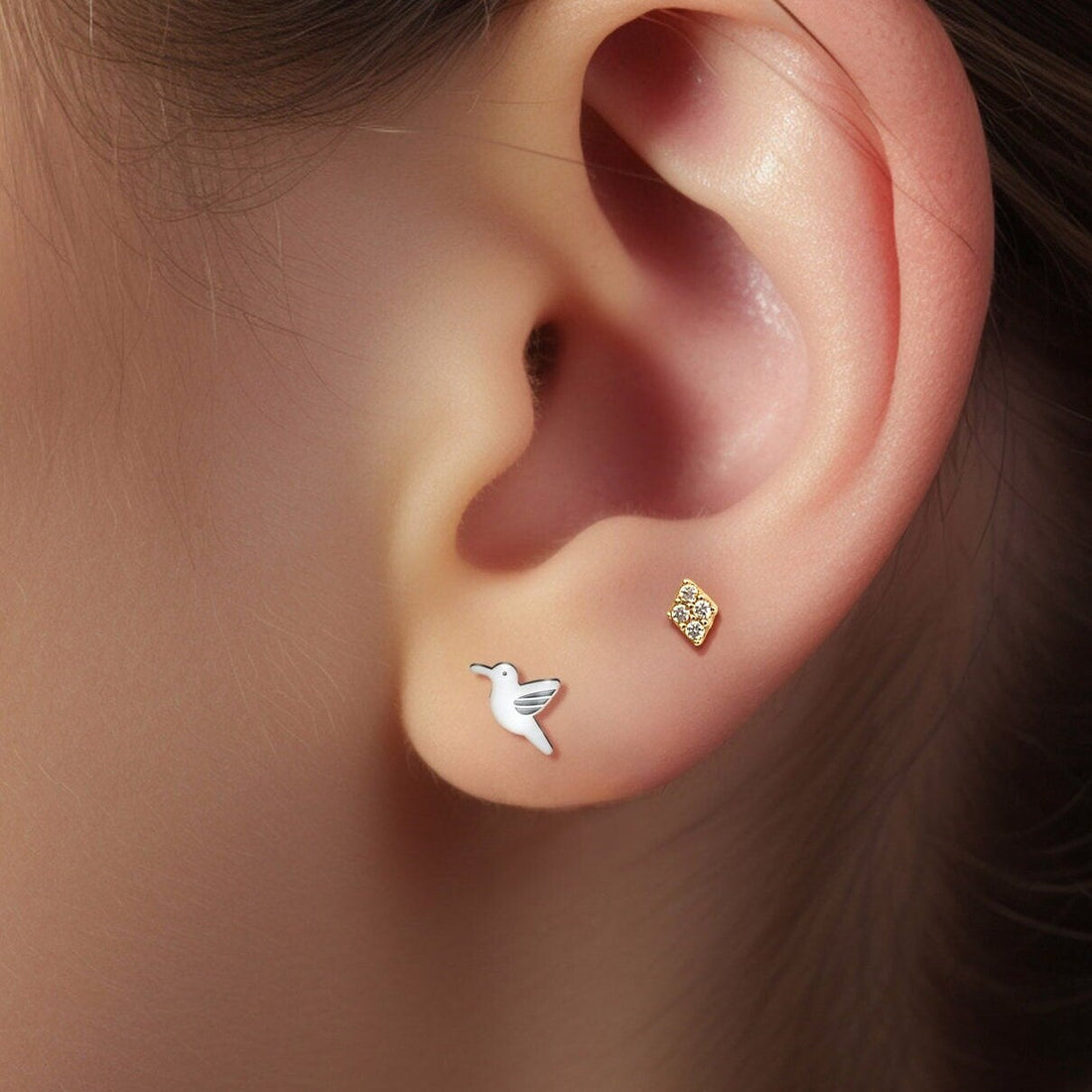 Dainty Hummingbird Stud Earrings