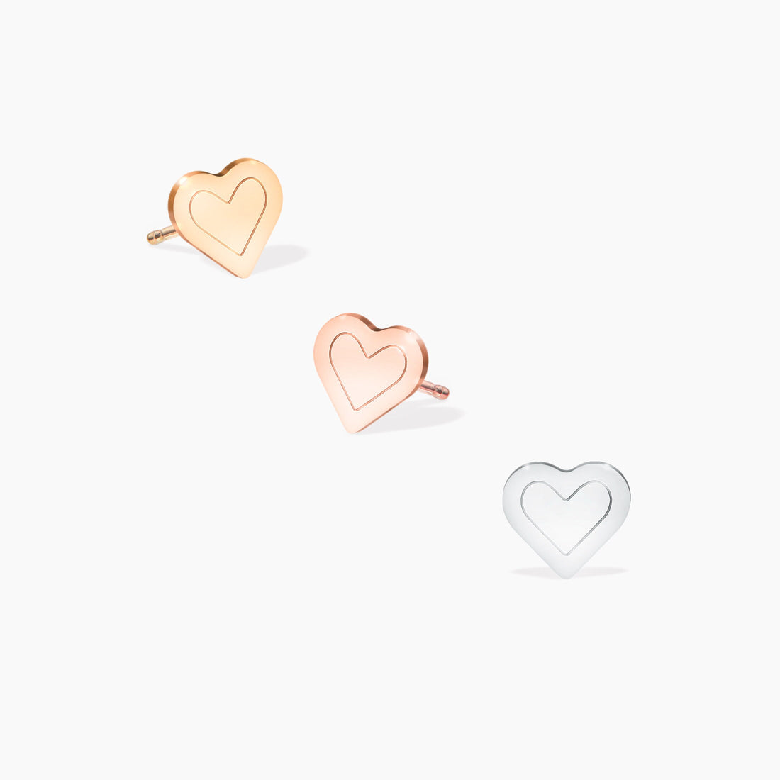 Heart Charm Stud Earrings
