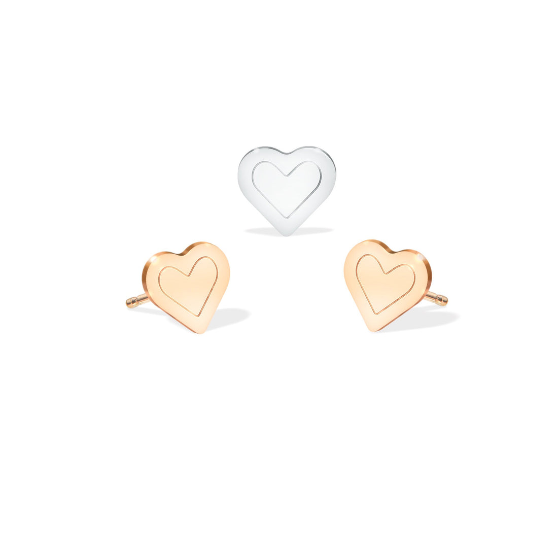 Heart Charm Stud Earrings