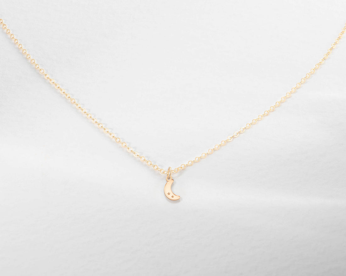 Crescent Moon & Stars Pendant Necklace