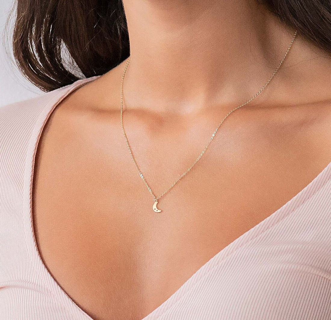 Crescent Moon & Stars Pendant Necklace