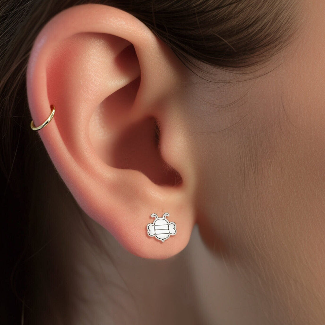 Oval Bee Earrings