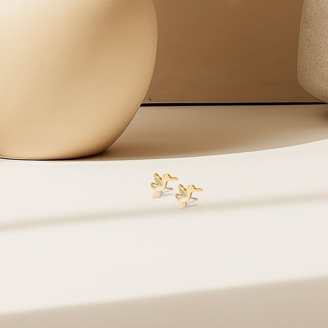 Hummingbird Pendant Stud Earrings