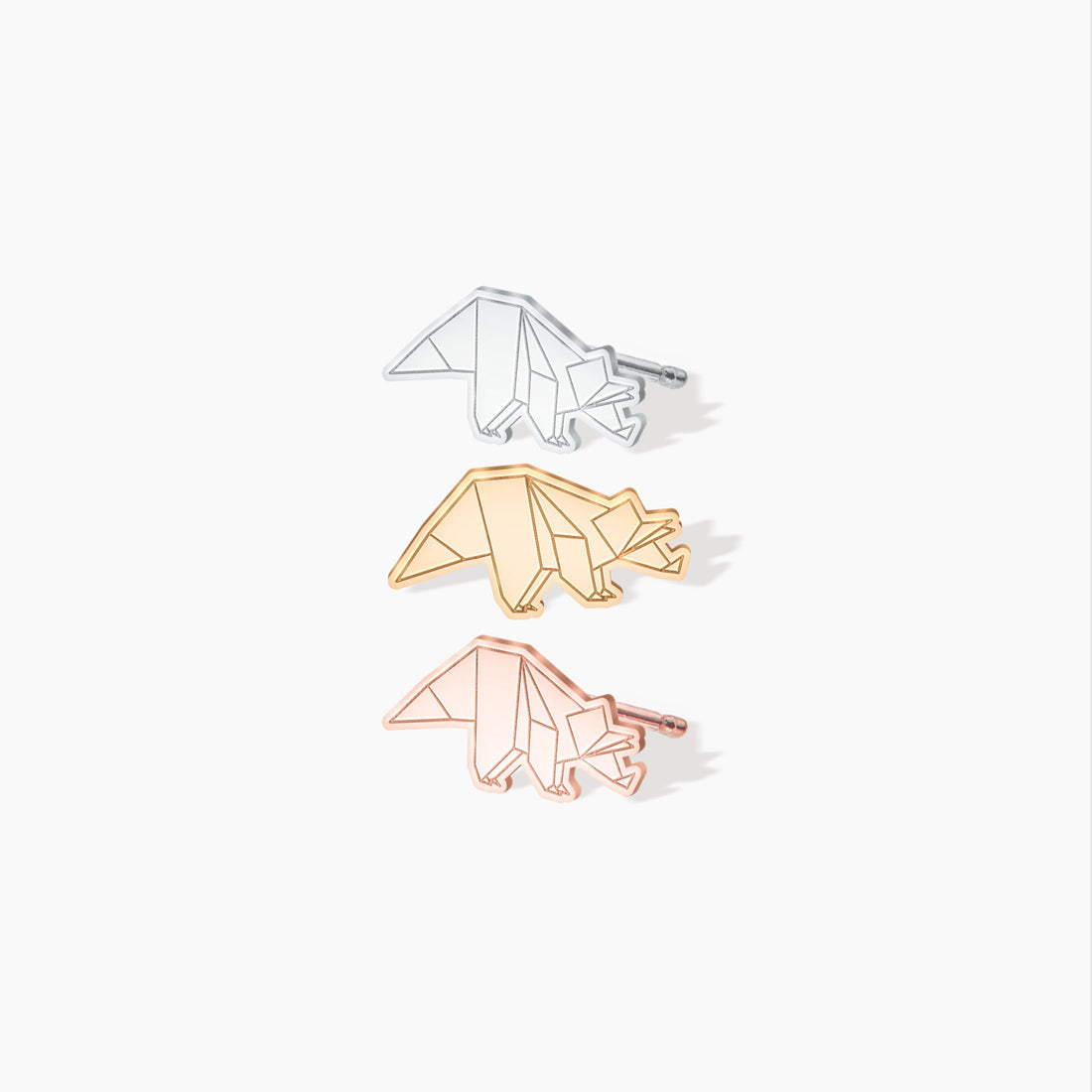 Origami Eotriceratops Earring