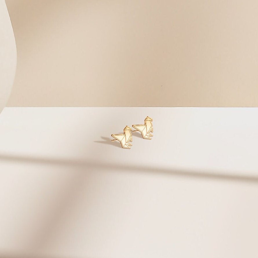 Origami Oviraptor Stud Earrings