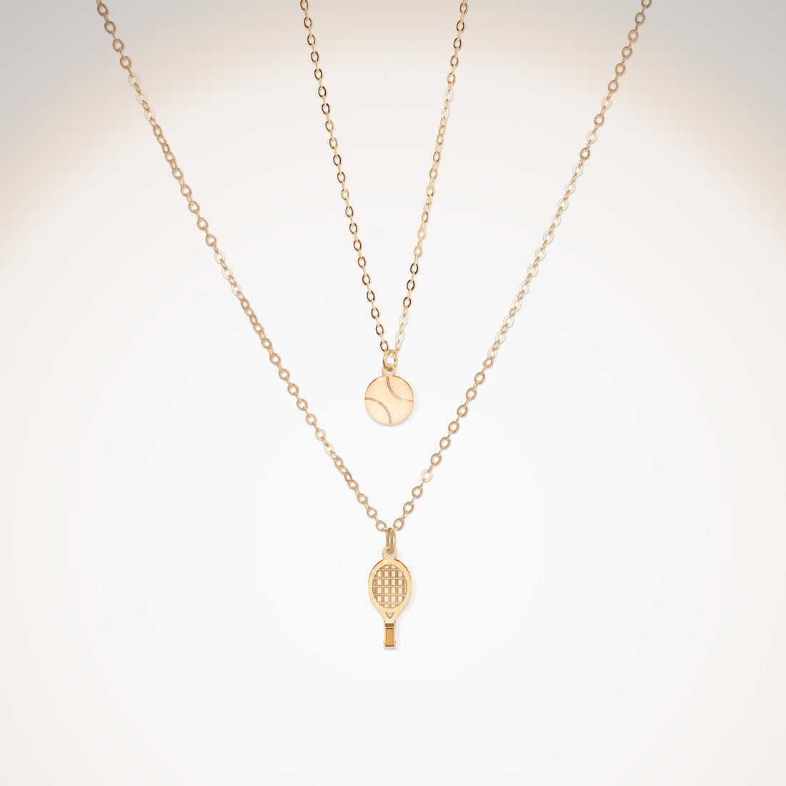 Tennis Racket & Ball Pendant Necklace