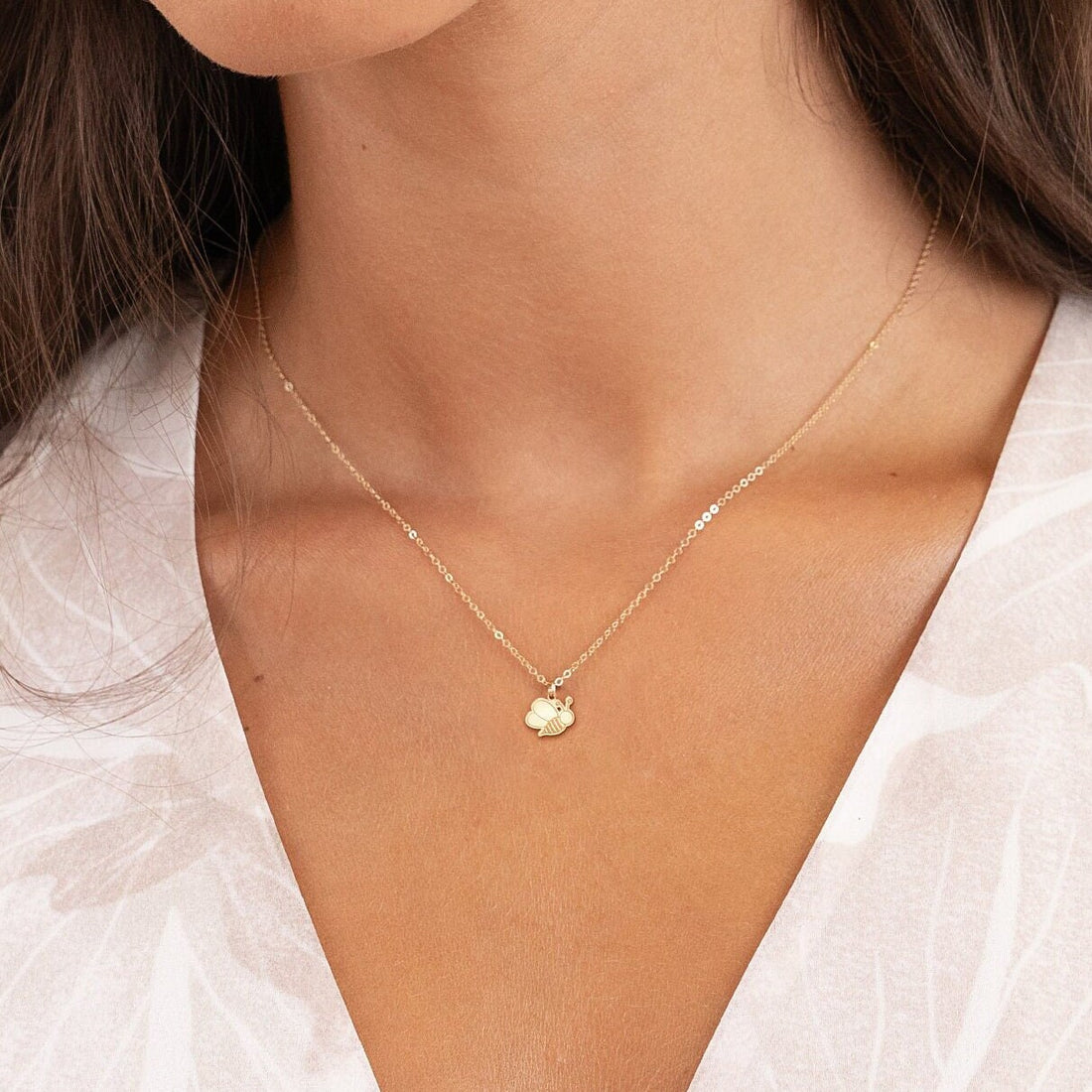 Winged Bee Charm Necklace