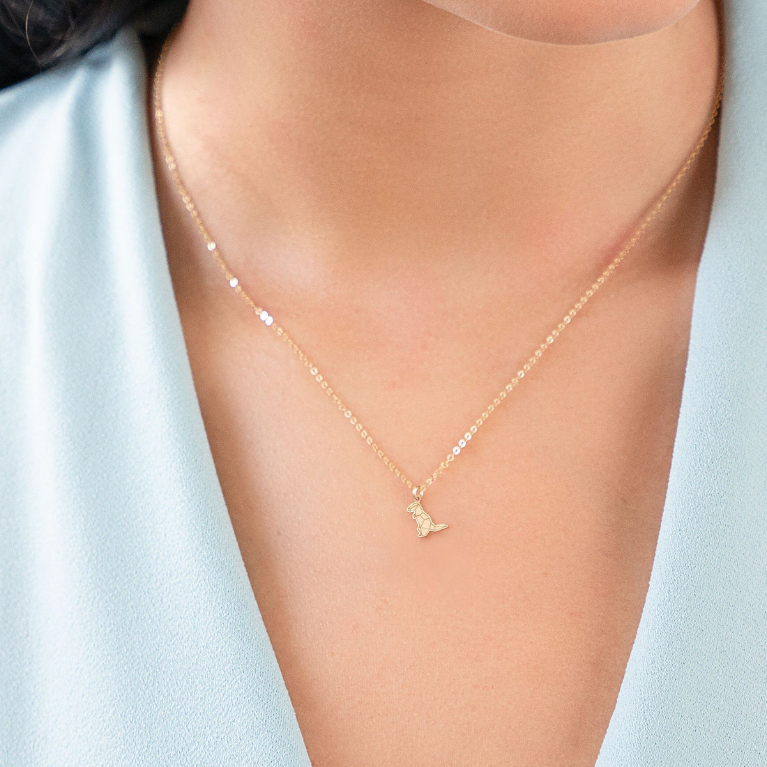 Geometric Dinosaur Pendant Necklace