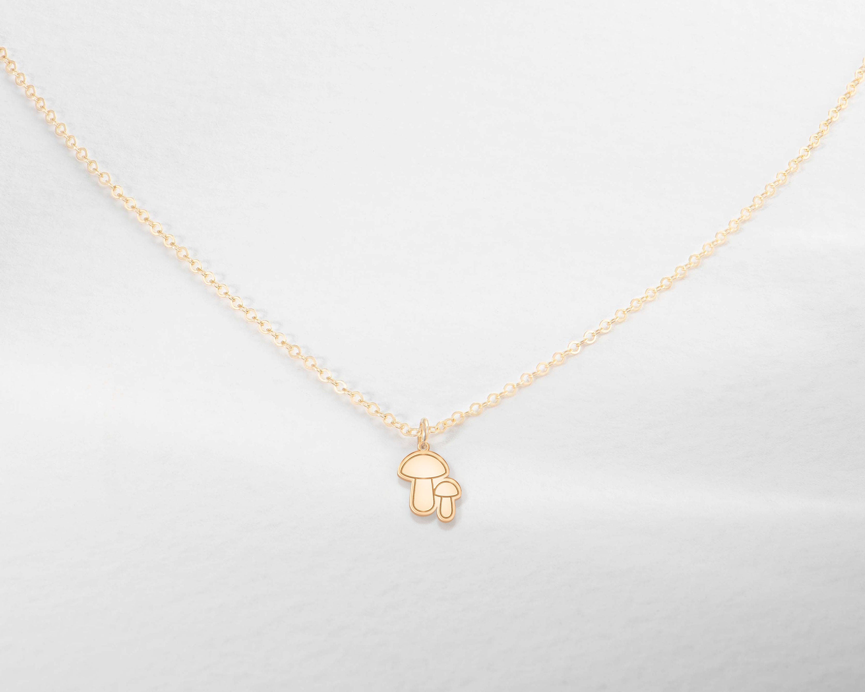 Two Mushroom Pendant Necklace