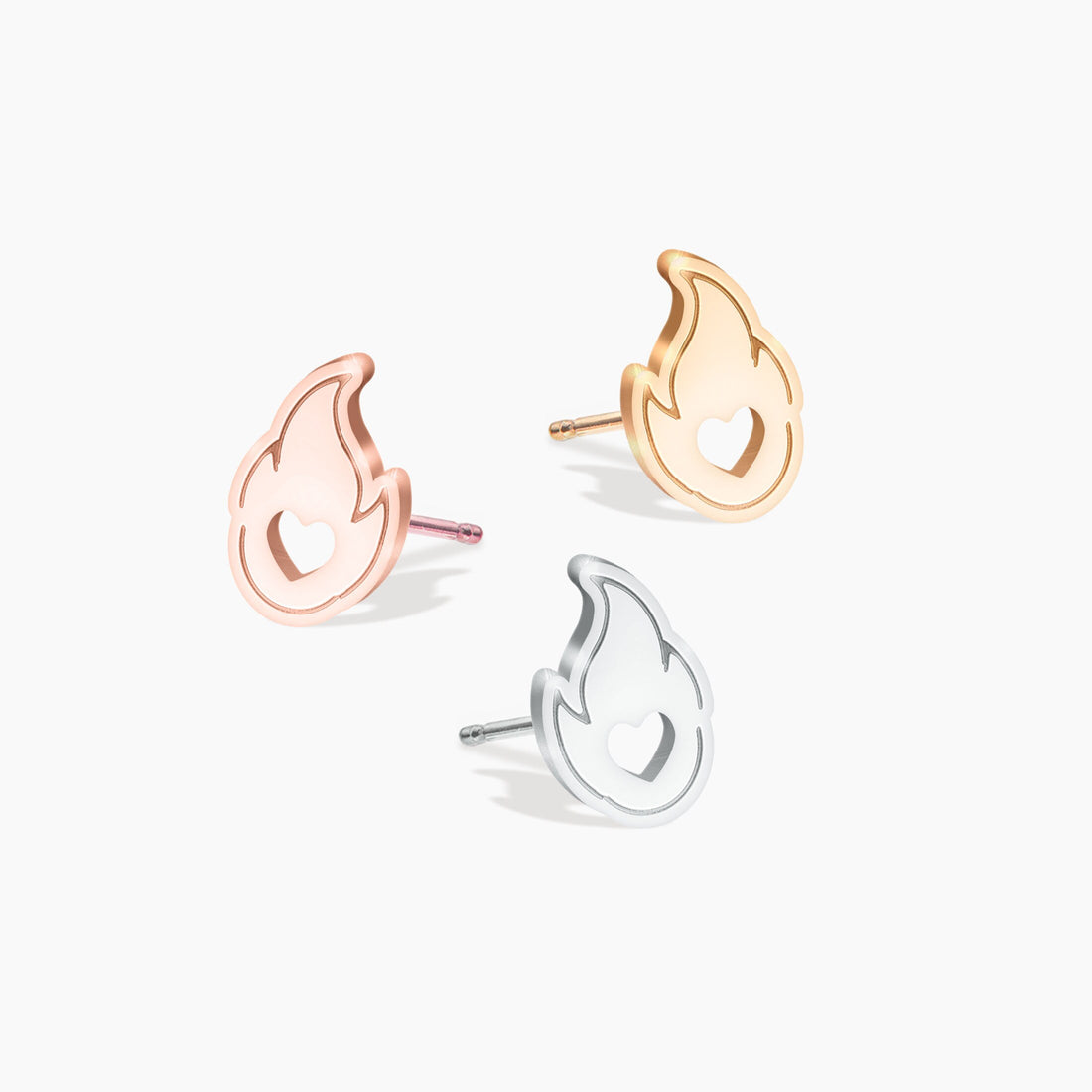 Earring Heart Flame Charm Stud Earrings