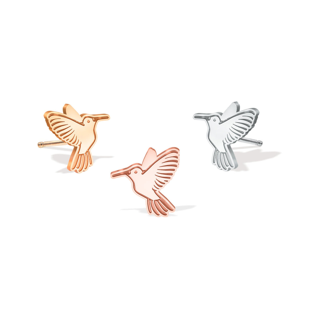 Dainty Hummingbird Charm Stud Earrings