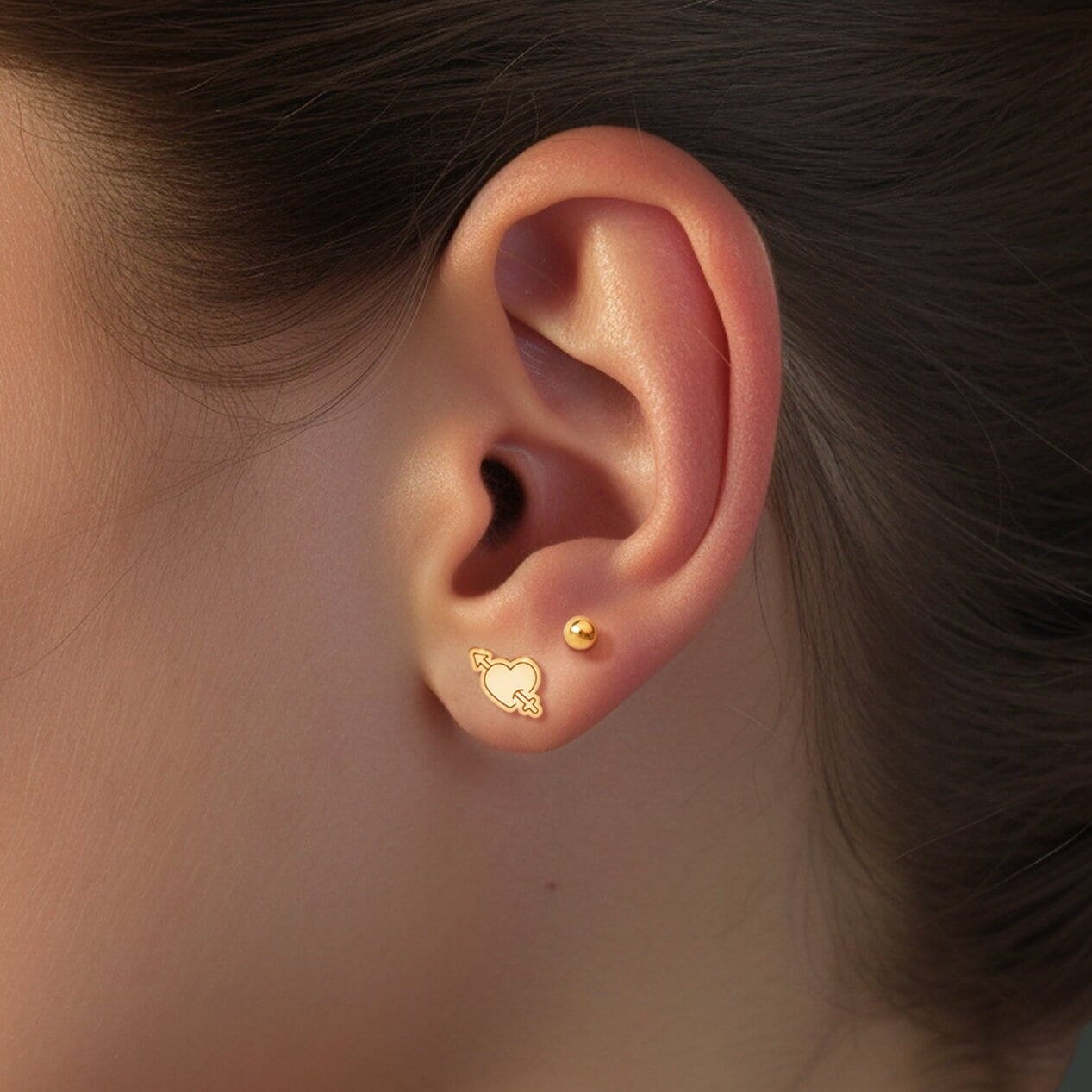 Cupid Heart Stud Earrings