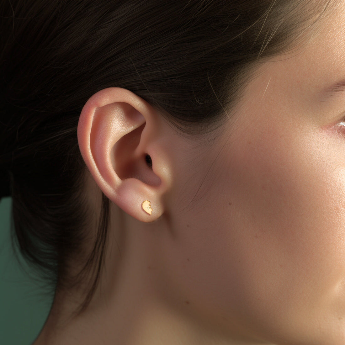 Heart Puzzle Charm Stud Earrings