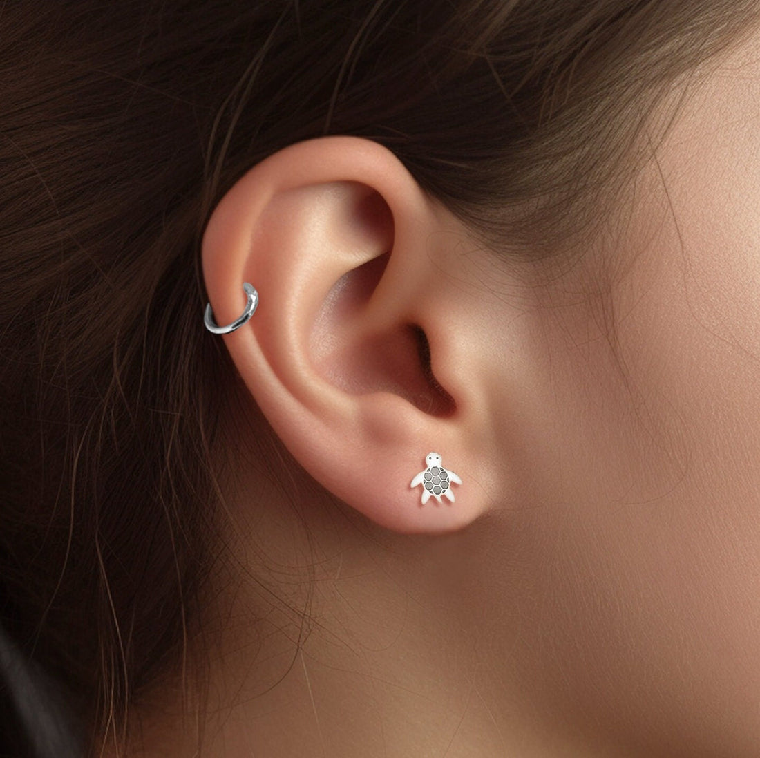 Turtle Charm Stud Earrings