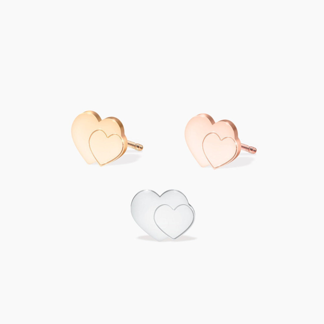 Double Heart Stud Earrings