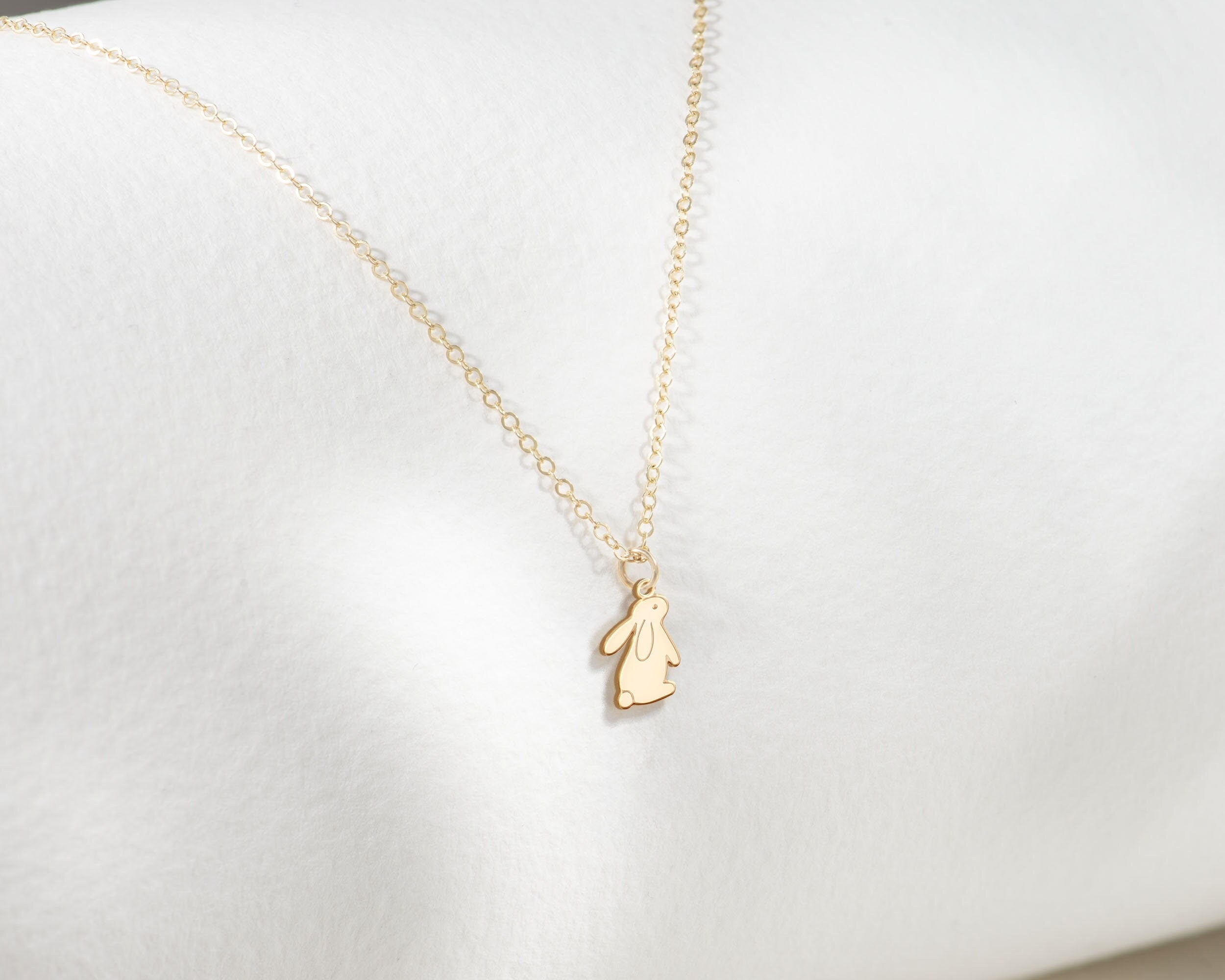 Bunny Pendant Cable Necklace