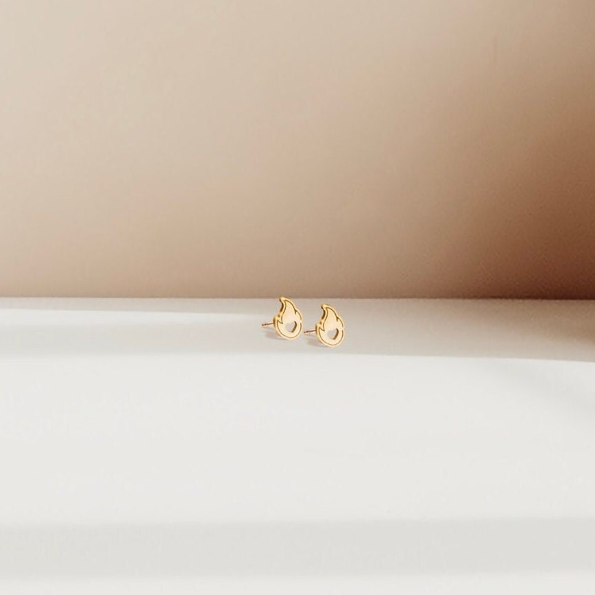 Flame Heart Stud Earrings