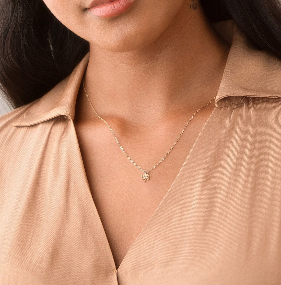 Dragonfly Pendant Cable Necklace