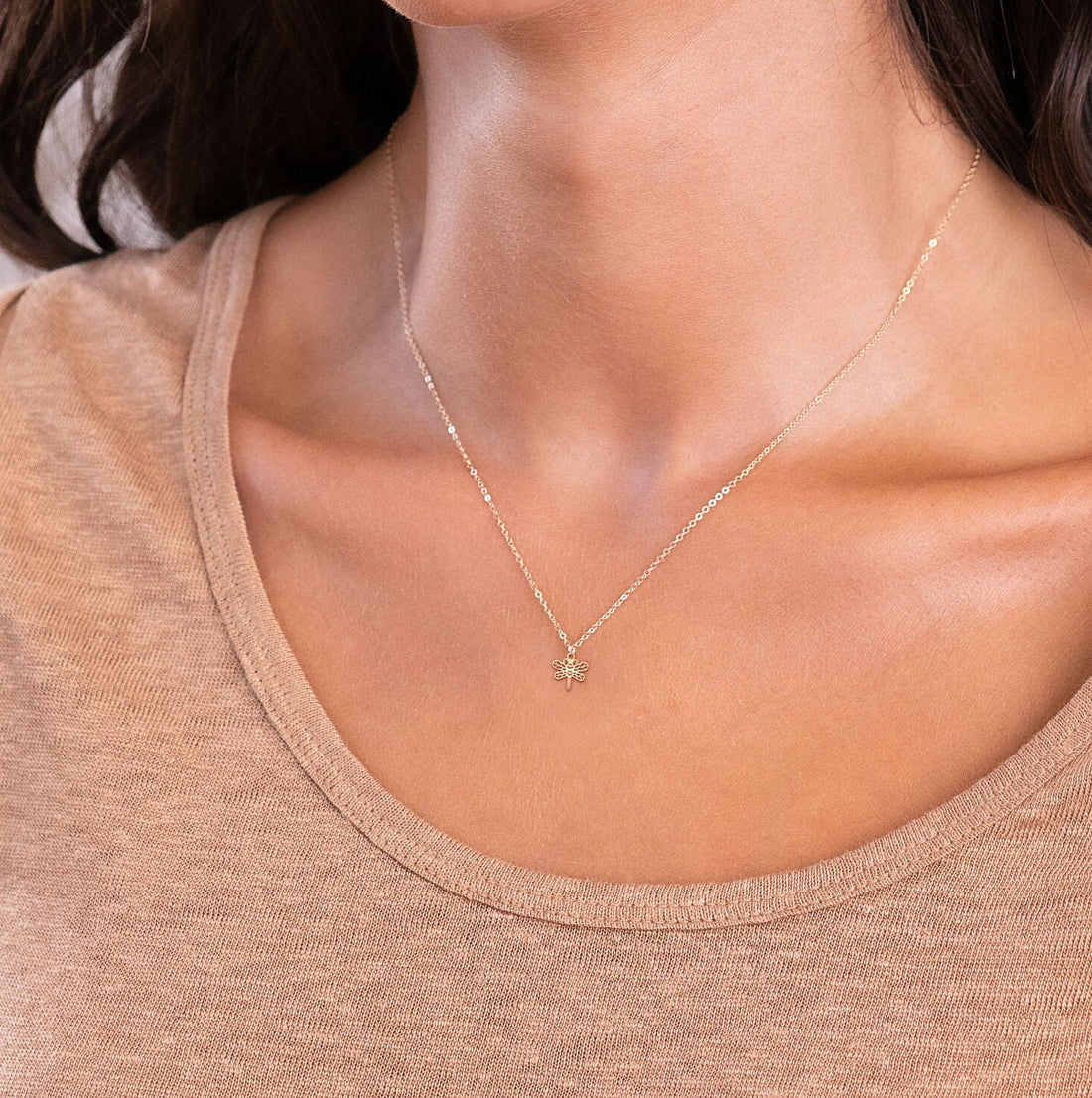 Dragonfly Pendant Cable Necklace